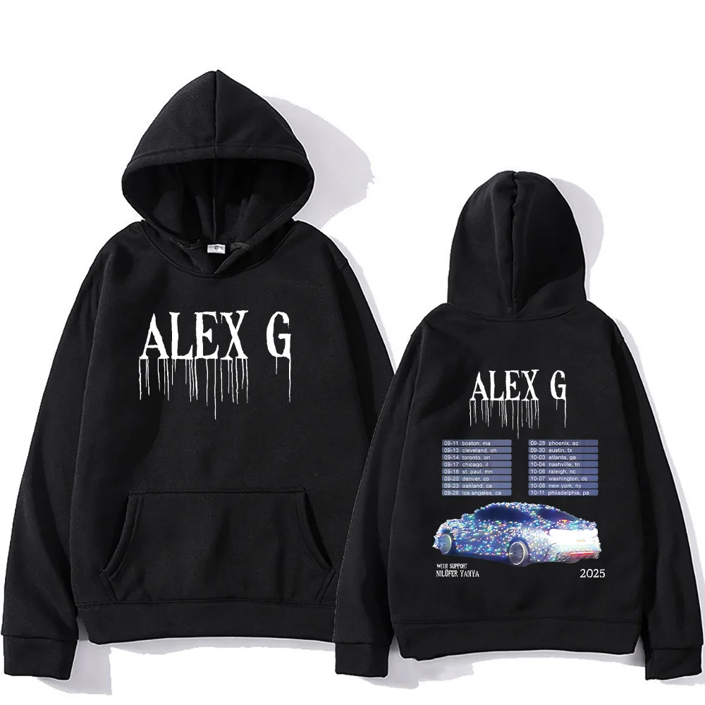 

Alex G Artist Hoodies Alex G Tour Fashion Sweatshirts for Women Men Casual Fleece Clothing Oversized Two Sides Graphic Hoody Y2K