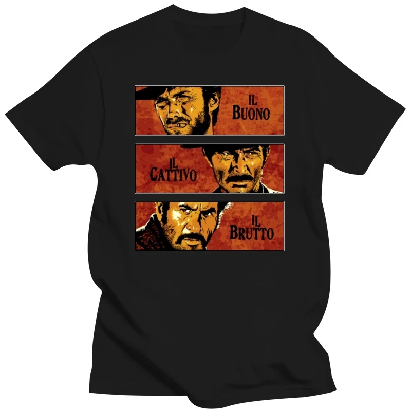 Vintage The Good The Bad And The Ugly T Shirt Men Short Sleeve Pure Cotton Tee Print Il buono brutto cattivo Tshirts TV T-shirt