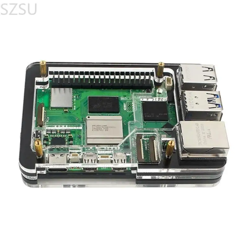 SZSU duurzame acrylbehuizing met efficiënte ventilator voor RPI5 ontwikkelingskoelset