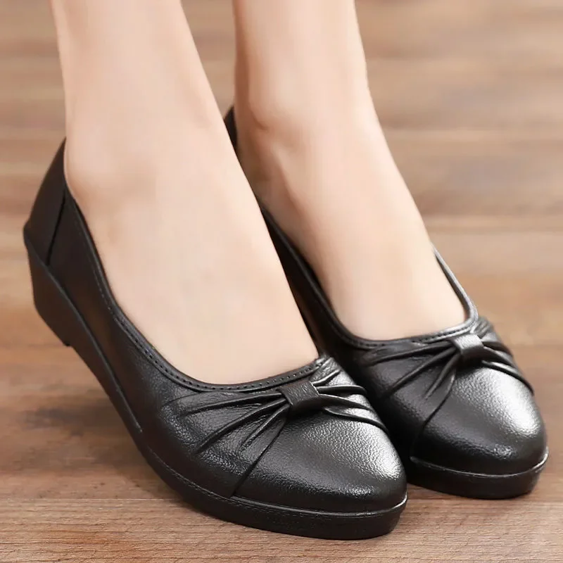 zapatos de mujer women cute round toe black rubber anti skid flat loafers lady casual comfort hotel work office shoes ha08 image 6
