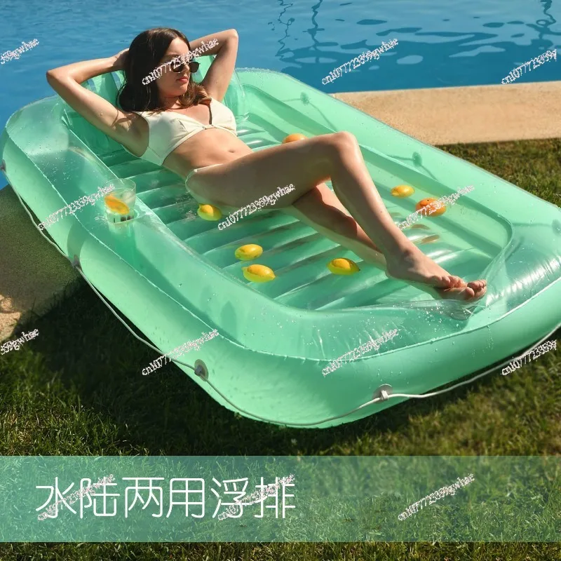 

Inflatable Floating Row Bed Swim Ring Pool Party Supplies Water Land Dual Use Floating Lounge Chair