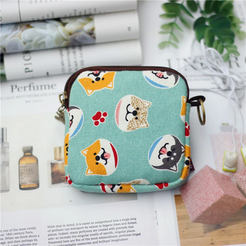 Women Canvas Cartoon Wallet Ladies Money Bag Female Small Card Organizer Tampon Bag Key Pouch Coin Purse for Children Kids Girls