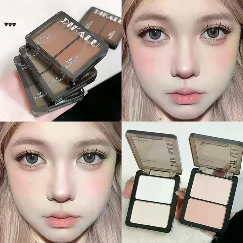 DIKALU Contour Palette 3D Facial Bronzer Cosmetische Gezicht Shading Poeder Tweekleurige Blijvende Matte Neus Schaduw Make-Up Cosmetica