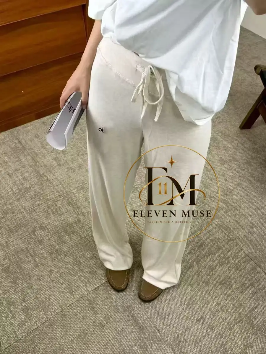 Women's Casual Pants High Waisted Straight Wide Leg Spring New Fake Pocket Cotton Loose Fitting