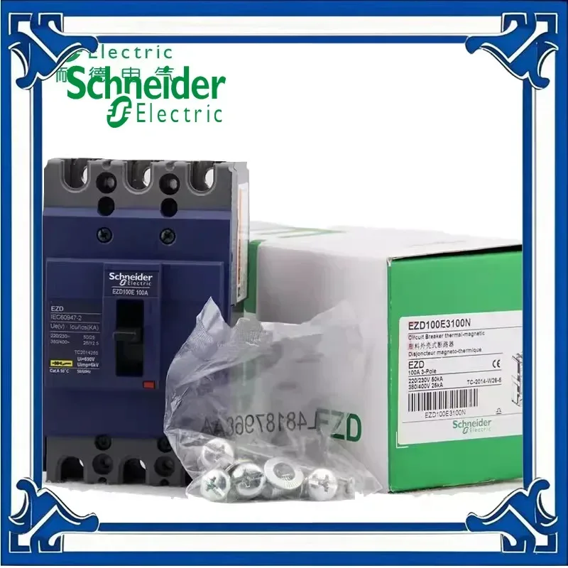 New genuine Schneider molded case circuit breaker air switch EZD100E 3P 4P 100A200A~630A three-phase main switch