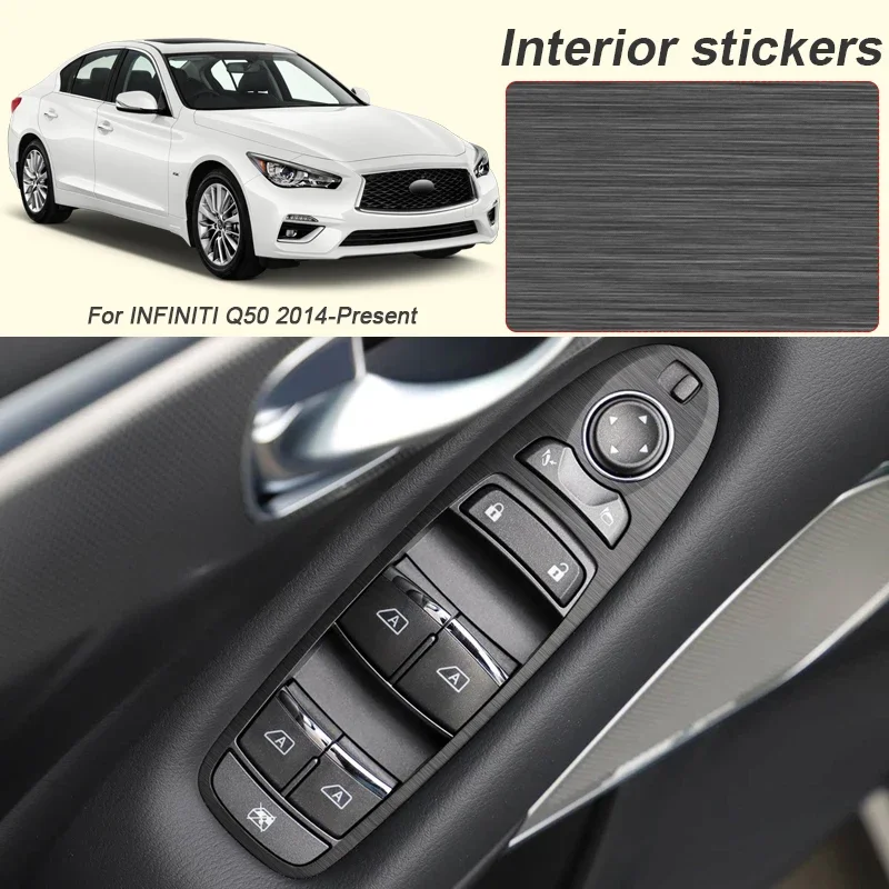 

Car Carbon Interior Sticker Window Lifting Panel Decal For INFINITI Q50 2014-Present LHD Gear Door Protective Film Accessory