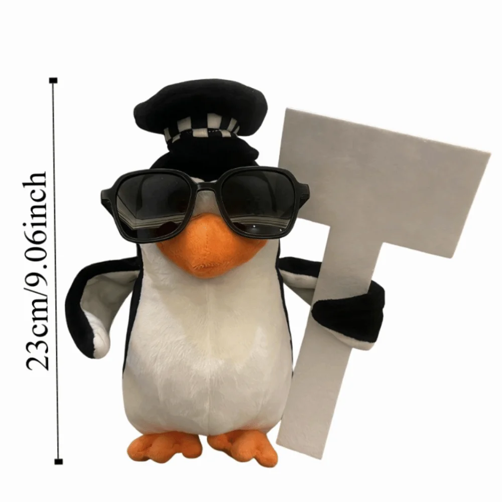 Pinguim macio fofo abstrato 23cm desenho animado de animal de pelúcia com chapéu óculos de sol pinguim presente infantil