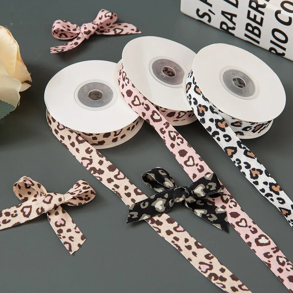 10 yards 15mm Double-Sided Leopard Print Polyester Ribbon for DIY Bows Hair Crafts Gift Flower Wrapping Sewing Clothing Decors
