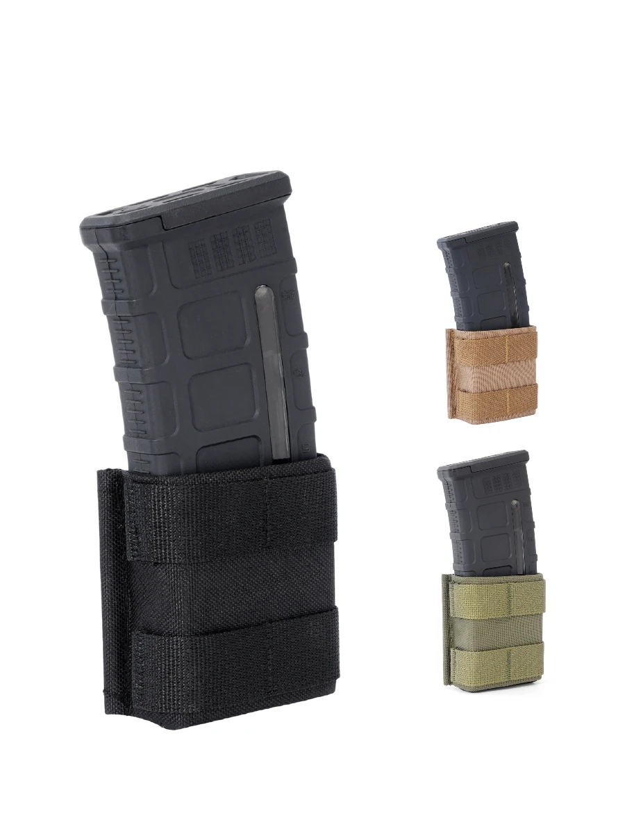 Tactical Single 5.56mm Magazine Pouch Quick Draw MOLLE Mag Carrier Compatible With Tactical Belt Vest For M4 AR15 Airsoft Shooti