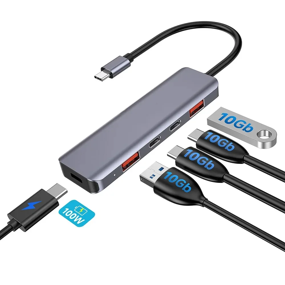 USB C Hub 10Gbps USB C Splitter 100W Power Charging USB 3.2 Hub for Laptop  /Pro Phone 15/15 Pro/15 Pro Max