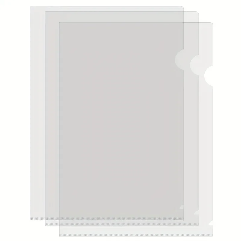 10 stuks A4 transparante L-vormige bestandsmappen - waterdichte en duurzame PP-documententassen voor kantoororganisatie en herbruikbaar