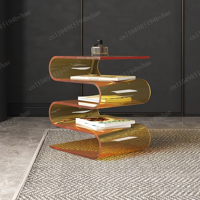 Side a few cream wind transparent home sofa bedroom corner a few minimalist solid wood bedside table living room magazine rack