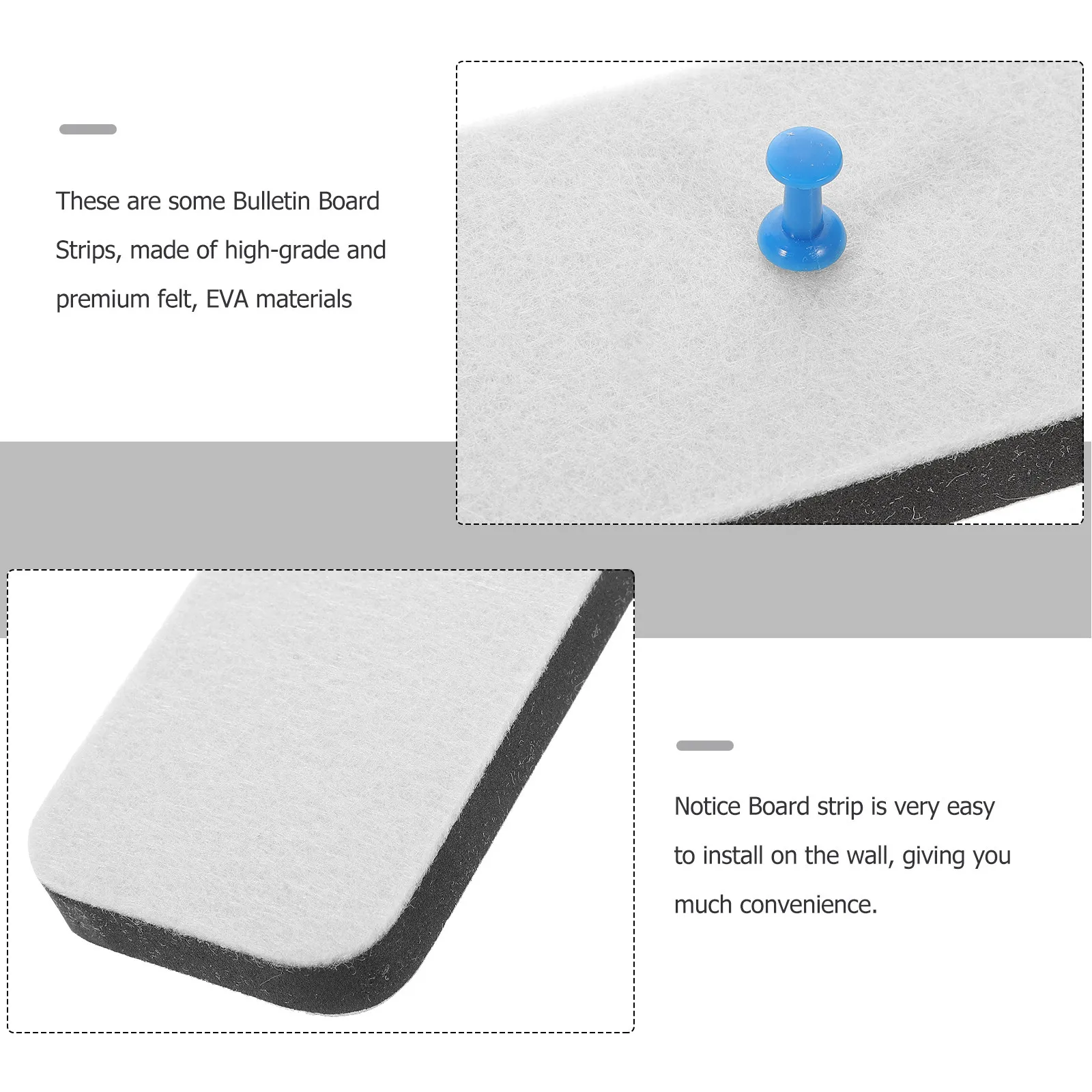 1Set Bulletin Board Strips Felt Bulletin Board Bright Colors Easy Installation for Home Office School Note Pins Wall Decor