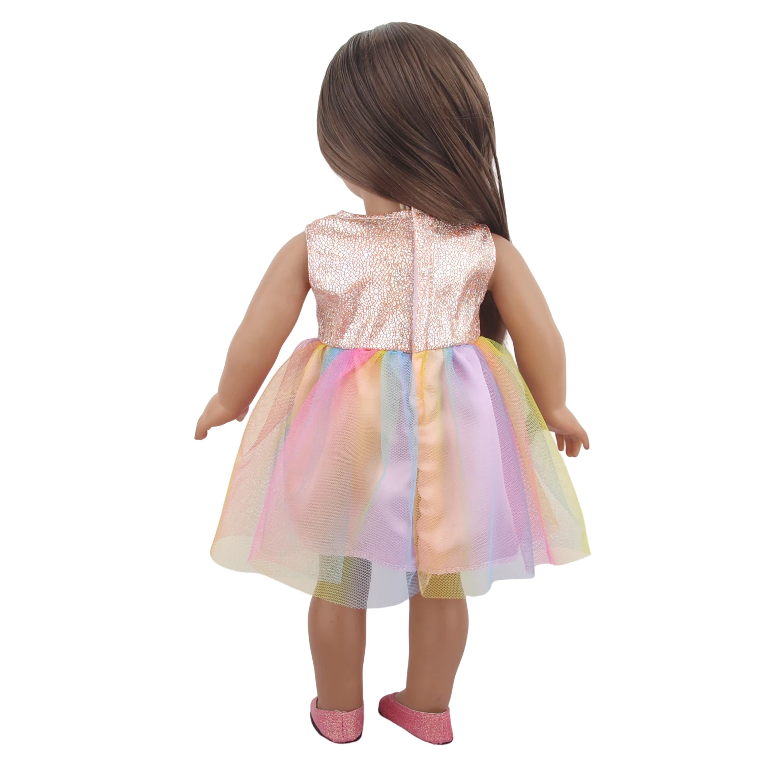 Cute Doll Clothes Set Denim Jacket Outfit,Bear Jumpsuit,Striped Dress& Party Gown for 18"American & 43cm Baby Newborn Girl Dolls