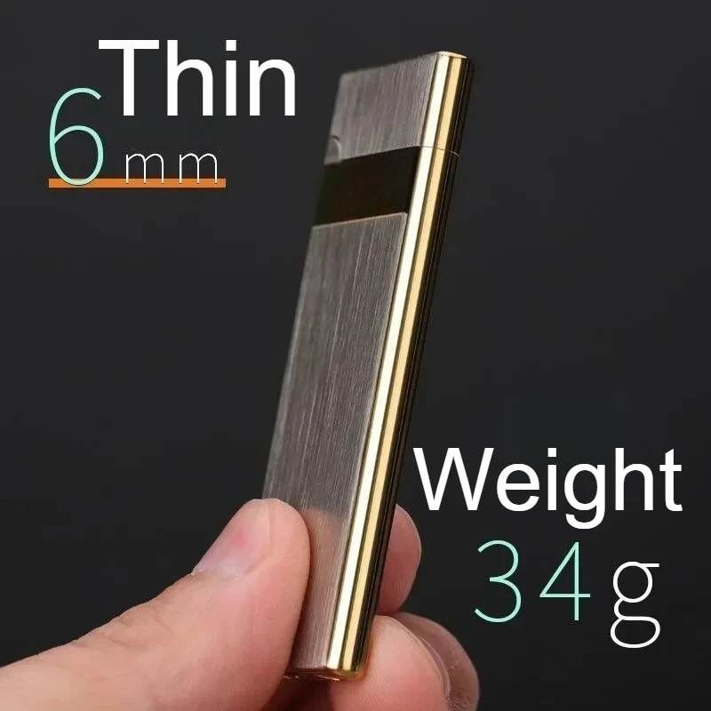 

Fashion Portable Ultra Thin Metal Lighter, Butane Inflatable Grinding Wheel Cigarette Lighter Smoking Accessories Festival Gifts