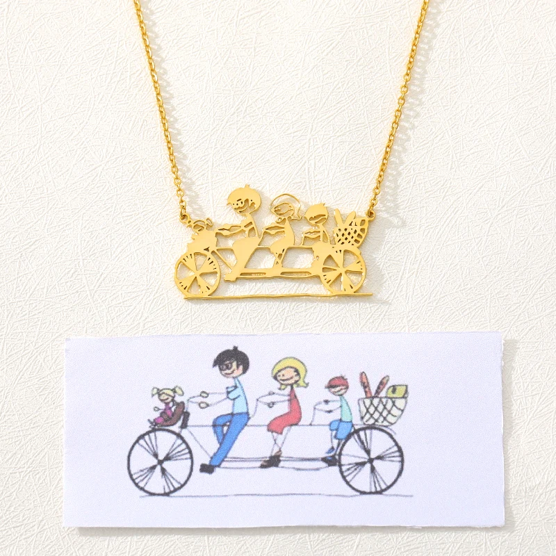 Custom Hand Drawn Picture Logo Pattern Necklaces For Women Men Stainless Steel Customized Necklace Pendant Personalized Jewelry