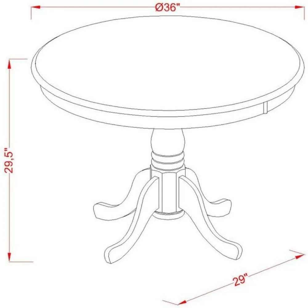 ANVA5-LWH-C-Juego de mesa de comedor de 5 piezas, incluye una mesa redonda de cocina con base y 4 sillas tapizadas de lino