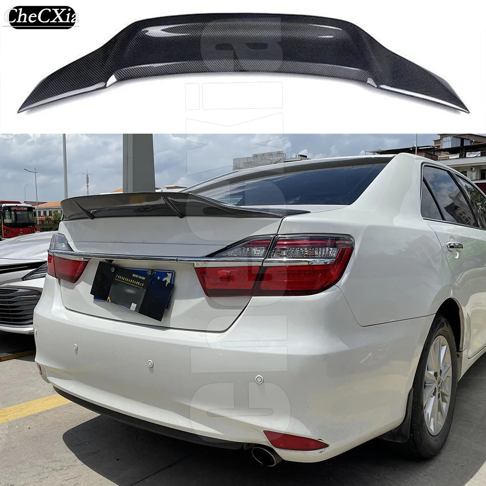 

Suitable For Toyota Camry 2012-2016 High Quality Fiberglass Material Rear Spoiler Carbon Fiber Appearance Rear Spoiler Tail Wing