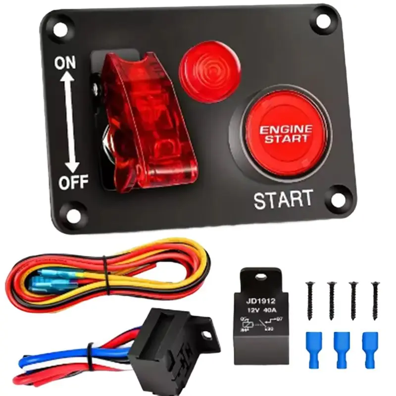 A65P-12V Racing Car Launcher Start Stop Button Ignition Light Toggle Switch Panel Automotive Accessories For Boat ATV UTV