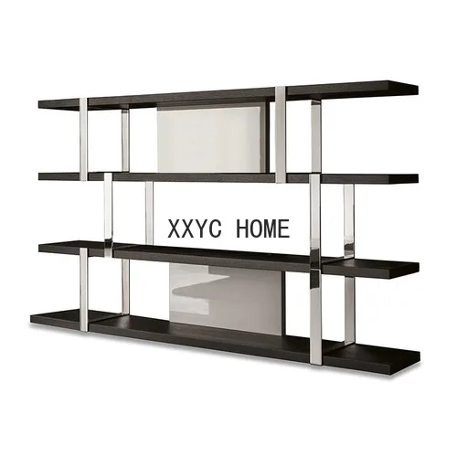 Light Luxury Minimalist Stainless Steel High-End Bookshelf Modern Study Creative Partition Display Rack Designer Storage Rack