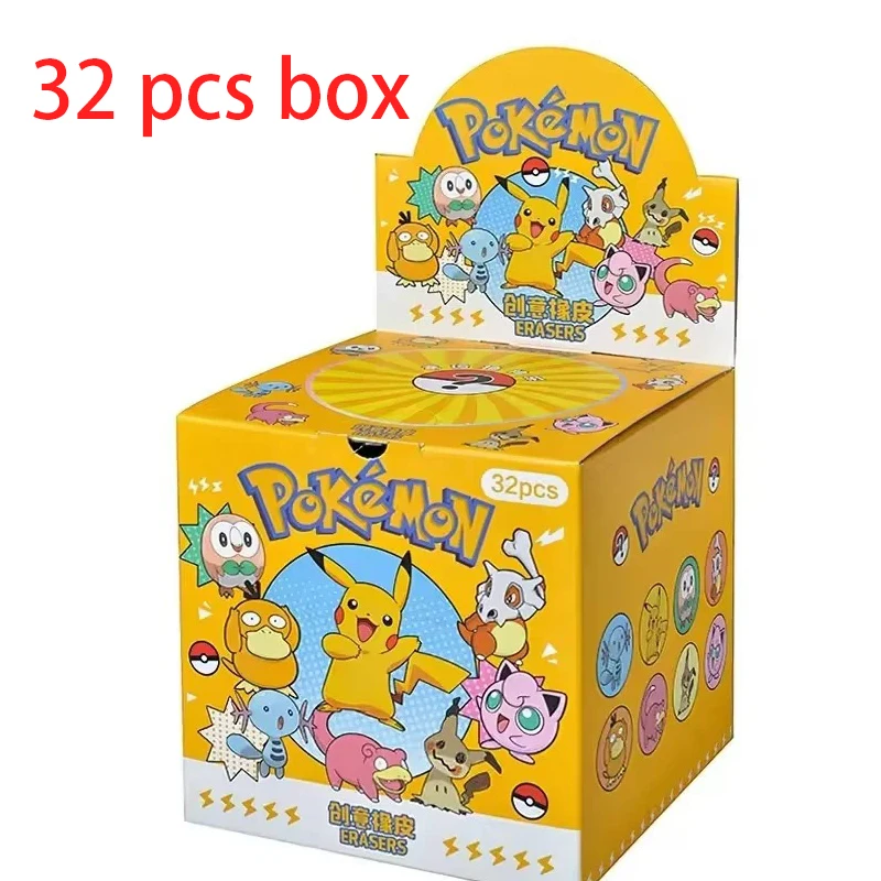 

32Pcs Pokemon Pikachu Mystery Eraser Blind Bags Surprise Collectible Erasers Cute Cartoon Stationery for Student Prizes toy