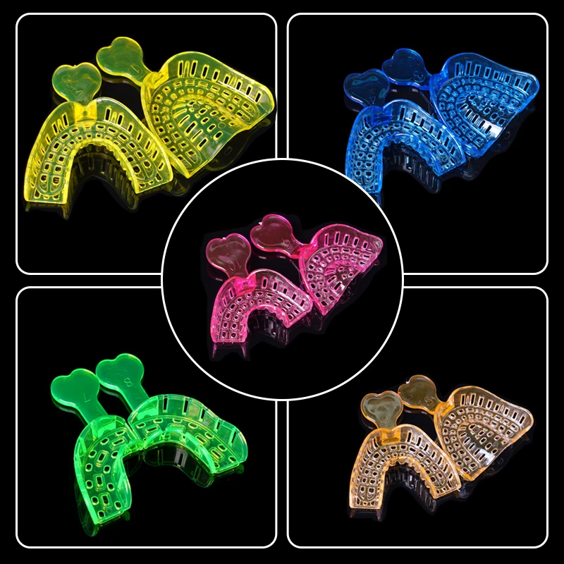 

2Pcs Dental Disposable Impression Trays Colorful Teeth Holder Perforated Implant Mold Tray Dentistry Materials