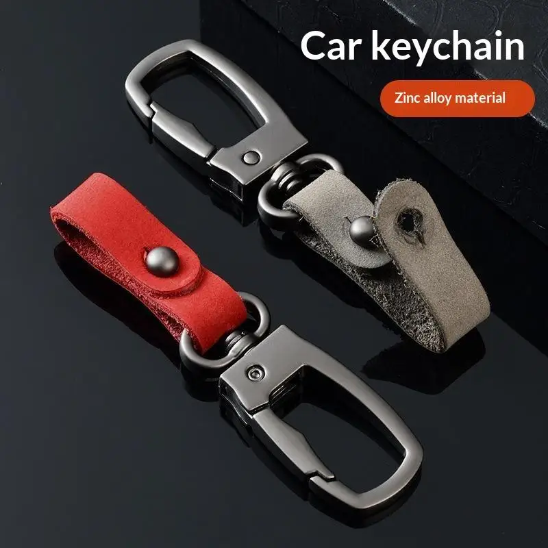 Scratch Resistant Car Keychain PU Leather Zinc Alloy Anti Lost Vintage Key Holder for Auto Interior Decoration