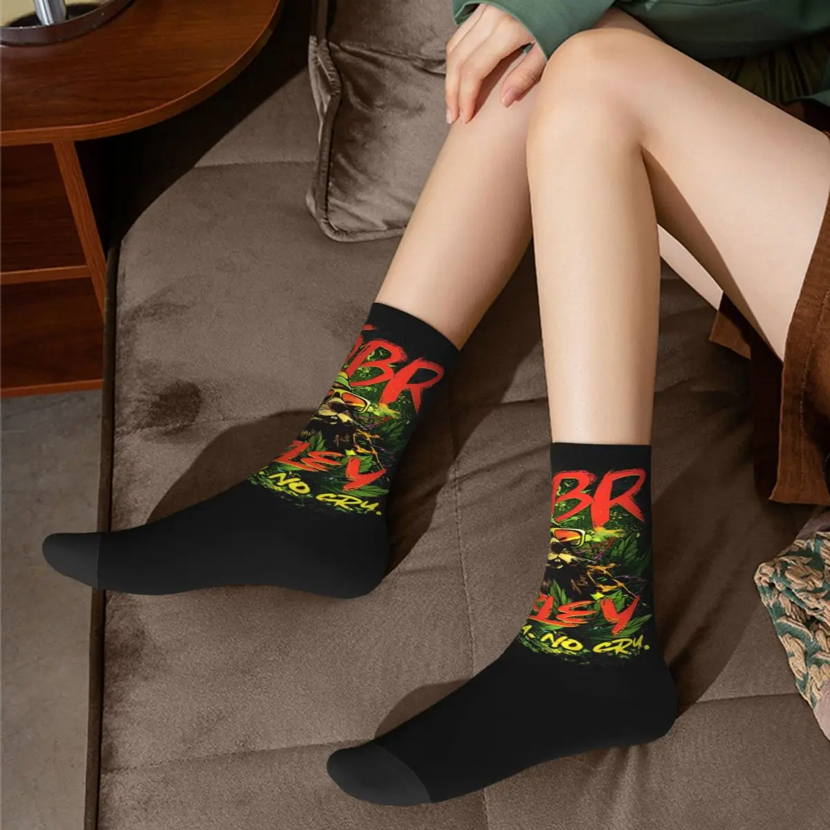 Funny Bobr Marley No Kurwa No Cry Basketball Socks Bobr Kurwa Meme Polyester Crew Socks for Women Men Sweat Absorbing