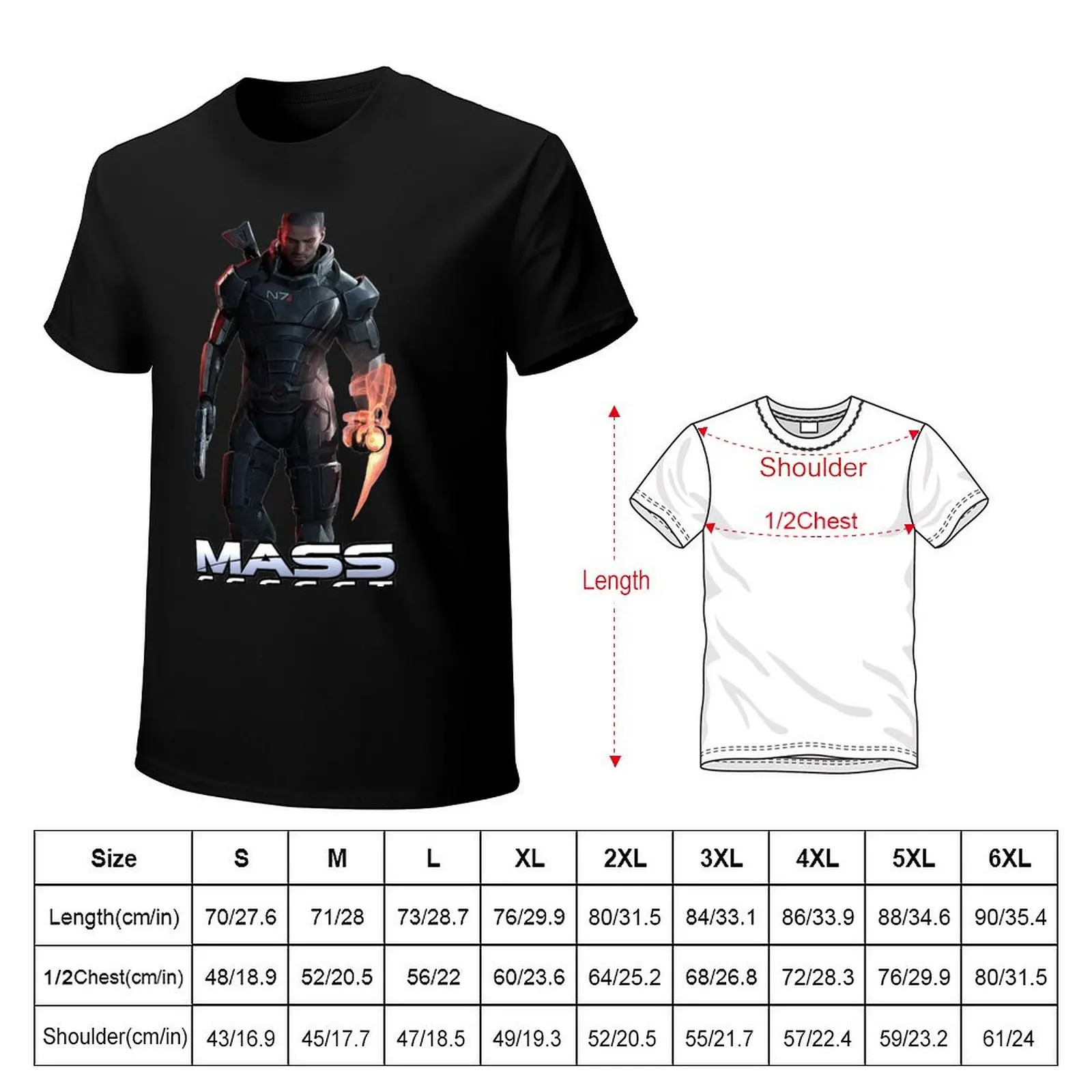 Commander Shepard Mass Effect T-Shirt t shirts for man graphic vintage T-Shirt