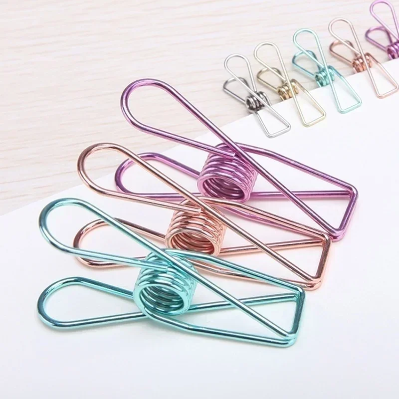 Cute Mini Metal Colorful Clip Binder Envelope Bookmark Writing Paper File Clips Office School Tool Desk Organizers Decorative