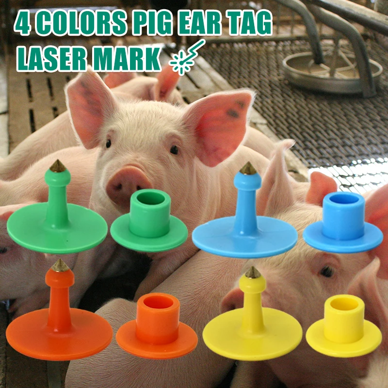 100 個ラウンド豚耳タグ径 28 ミリメートルプラスチックイヤリング農場家畜マーキング羊ウサギ動物識別カード 001-100