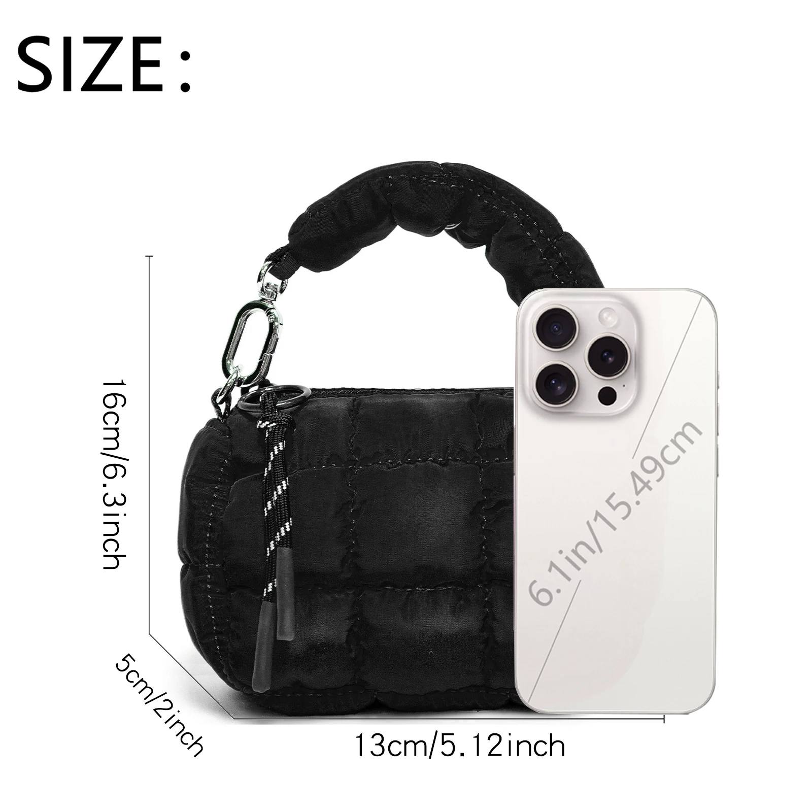 Mini Quilted Bag Puffer Wristlet Clutch Purse Nylon Padded Women\'s Handbags Evening Bag Charm Lipstick bag