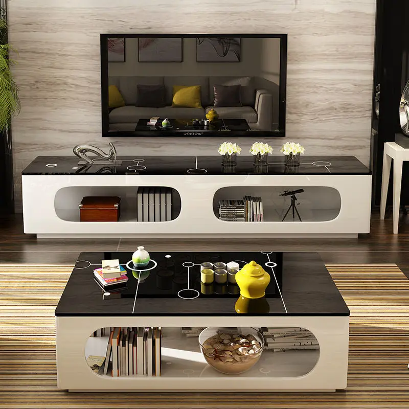 living room center table glass coffee table MDF wooden table TV Cabinet storage drawers TV console furniture set