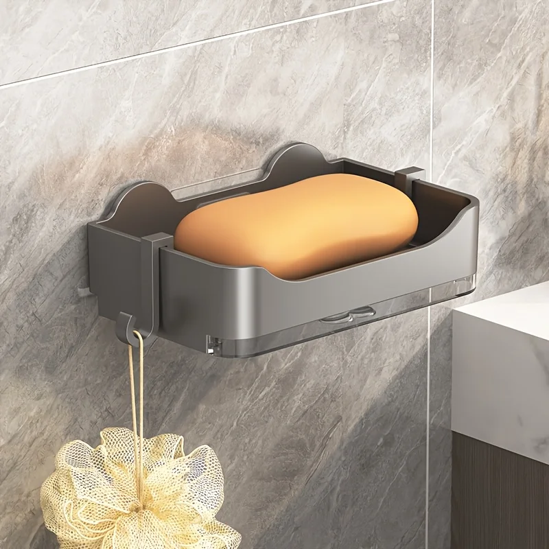 2pcs A Wall-Mounted Soap Dish That Requires No Drilling, Suitable for Storing Soap in Home Bathrooms,Made of Durable ABS Plastic