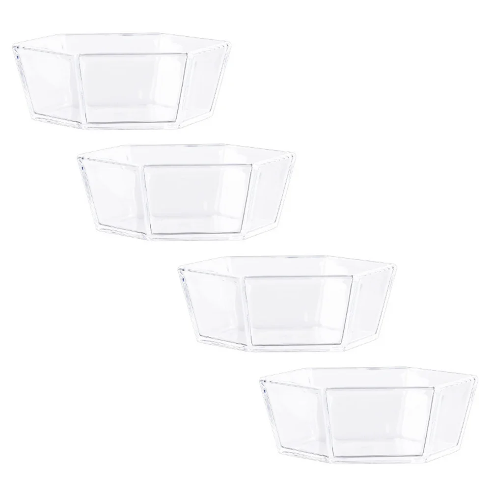 

4Pcs Snack Plates Acrylic Fruit Dish Transparent Storage Tray Household Kitchenware Fruit Storage Plate