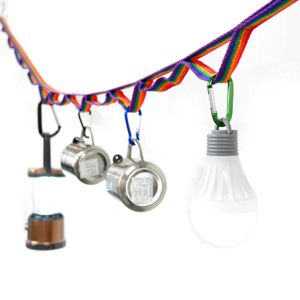 

2Pcs Colorful Camping Tent Rope Multifunctional Lanyard Lamp Hanging Outdoor Clothesline Daisy Chain for Pots Bowls Drying