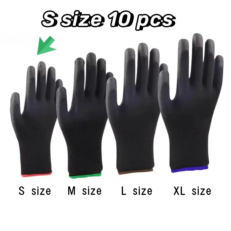 10 pair/20 pcs Coating Nylon PU Work Gloves Safety Non-slip Durable Coating Nylon PU Work Gloves Camping Lock Edge Colour Random