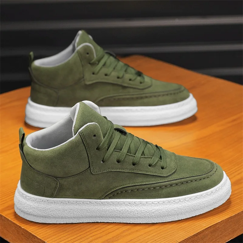 

Fashion Green High Top Sneakers Men Designer Men's Vulcanized Shoes Comfortable Casual Canvas Sneakers For Men zapatos de hombre