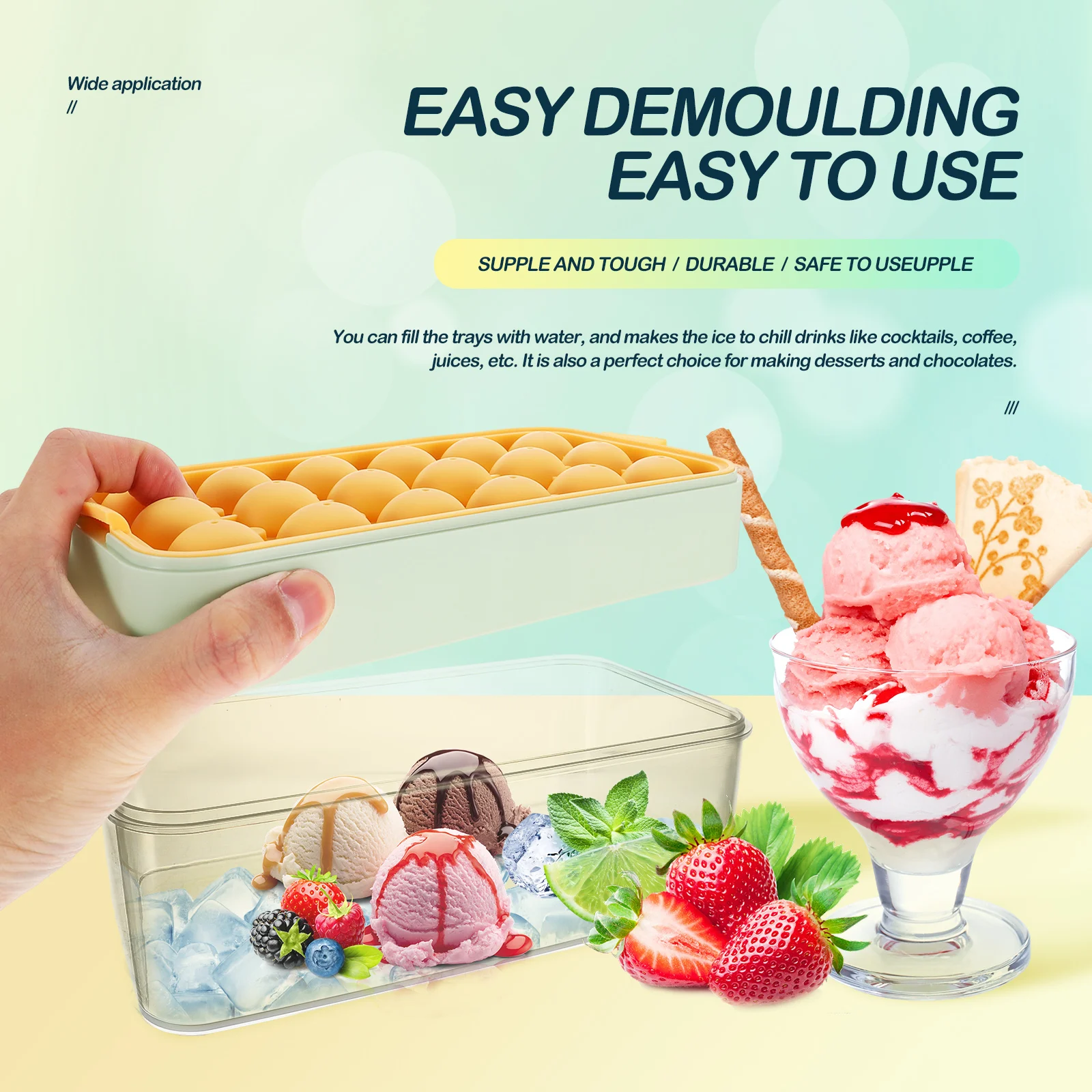 

Ice Tray Balls Mold Cube Maker Large Capacity Easy Release Stackable Home Bar Restaurant Plastic Ice Mold Fits Freezer