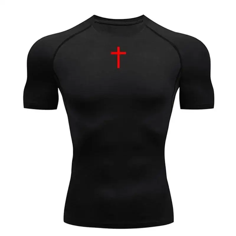 Christian Workout Compression Shirts Athletic Quick Dry Tshirts Tees Mens Gym Fitness Undershirts Tops Short Sleeve Rash Guard