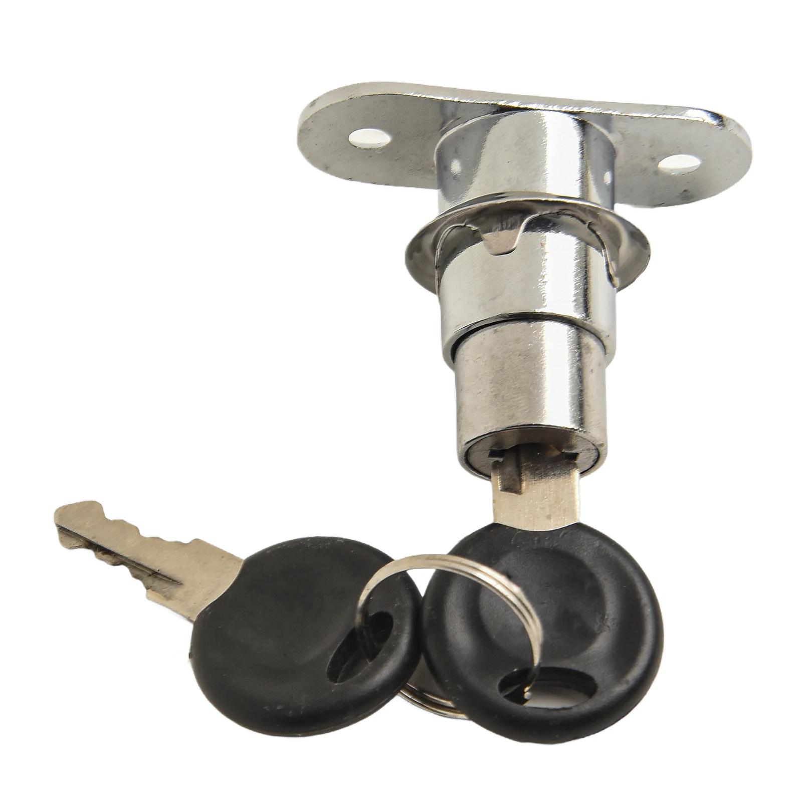 2 Set Cabinet Push Plunger Lock, Zinc Alloy Chrome Finish, 19mm Cylinder Diameter, 35mm Mounting Hole Centers Distance