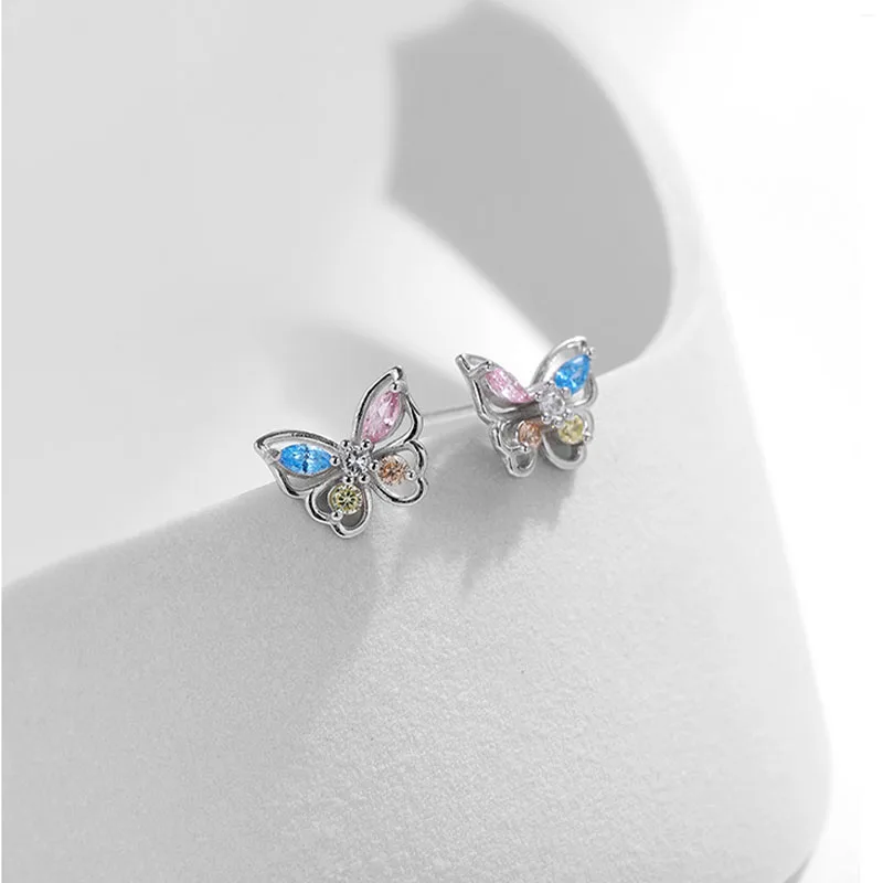 2024 NEW Y2K Colorful Butterfly Earrings 925 Sterling Silver Exquisite Ear Studs Women's Party Jewelry Surprise Gift