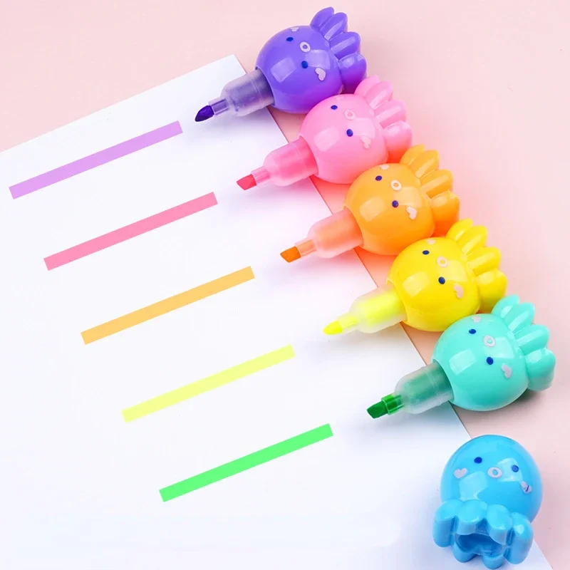 5 Colors Octopus Fluorescent Marker Pen Set Highlighter Pens Painting Highlight