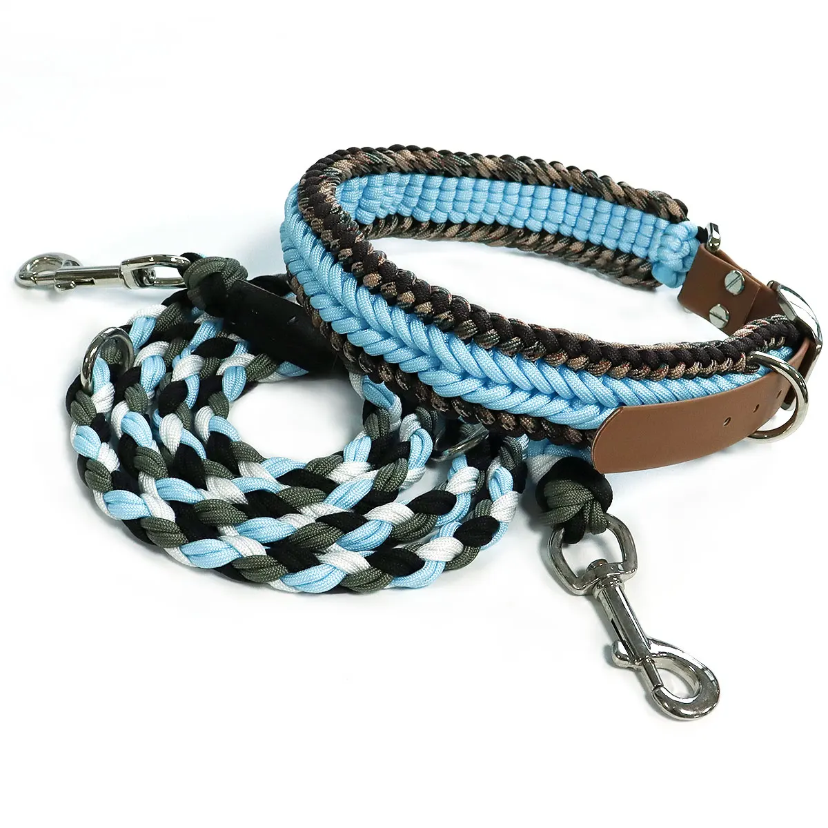 

Ready To Ship Luxury Personalized Adjustable Rope Braided Paracord Dog Collar And Leash Set For Dogs Hands In Paracord