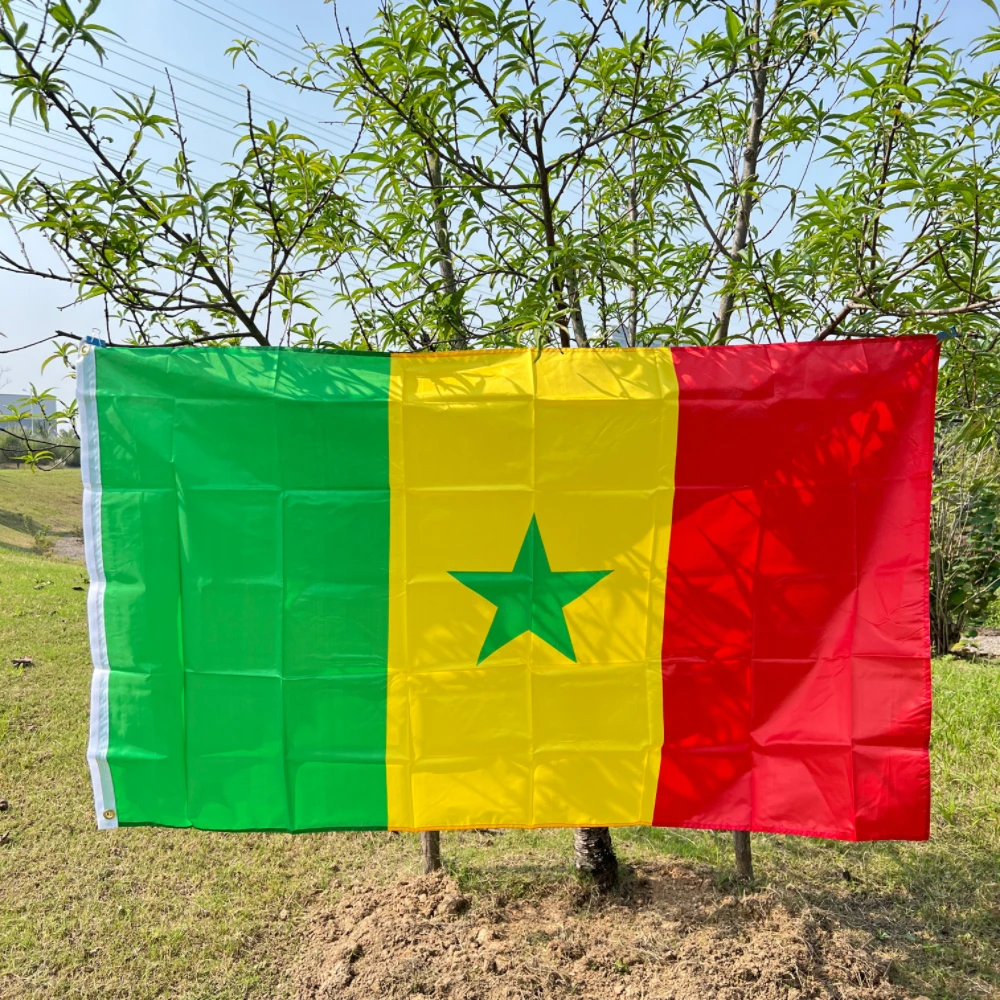 Senegal flag 90x150cm  Super Poly football FLAG Indoor Outdoor  Republic of Senegal Senge FlagPolyester hanging Flags