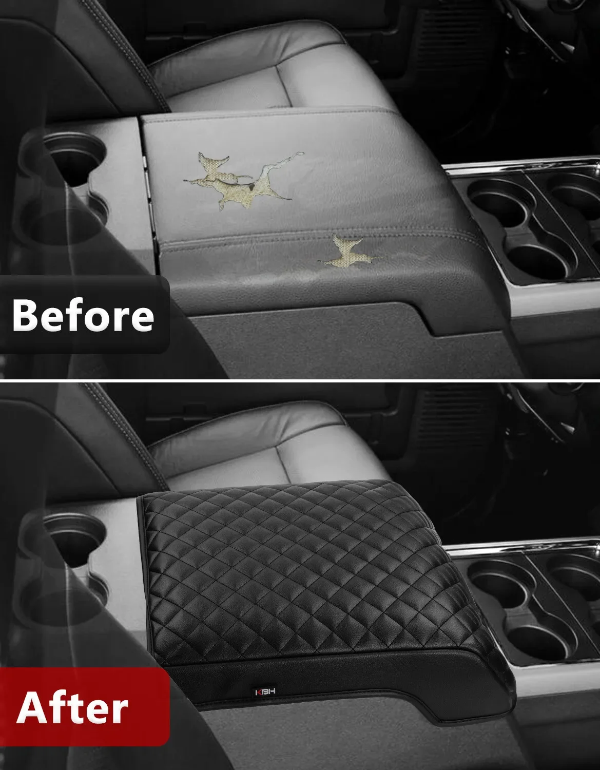 For Ford F250 F350 Super Duty 2011-2016 Black Console Armrest Lid Cover Interior Protective Replacement Cushion Pad