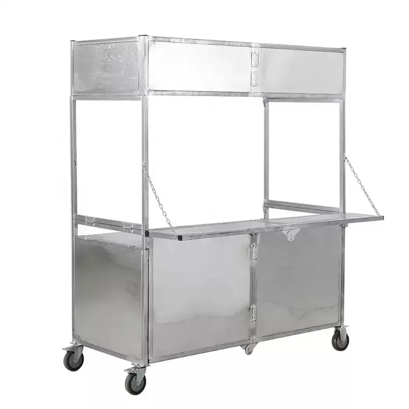 R*-Heavy-Duty Foldable Food Cart, Portable Street Food Stall with Countertop, Quick Setup Folding Concession Stand for Markets