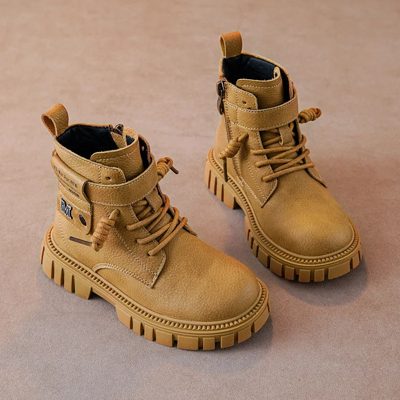 New Autumn and Winter Boys' Boots Kids Fashionable and Casual Shoes Children's British Style Single Boots
