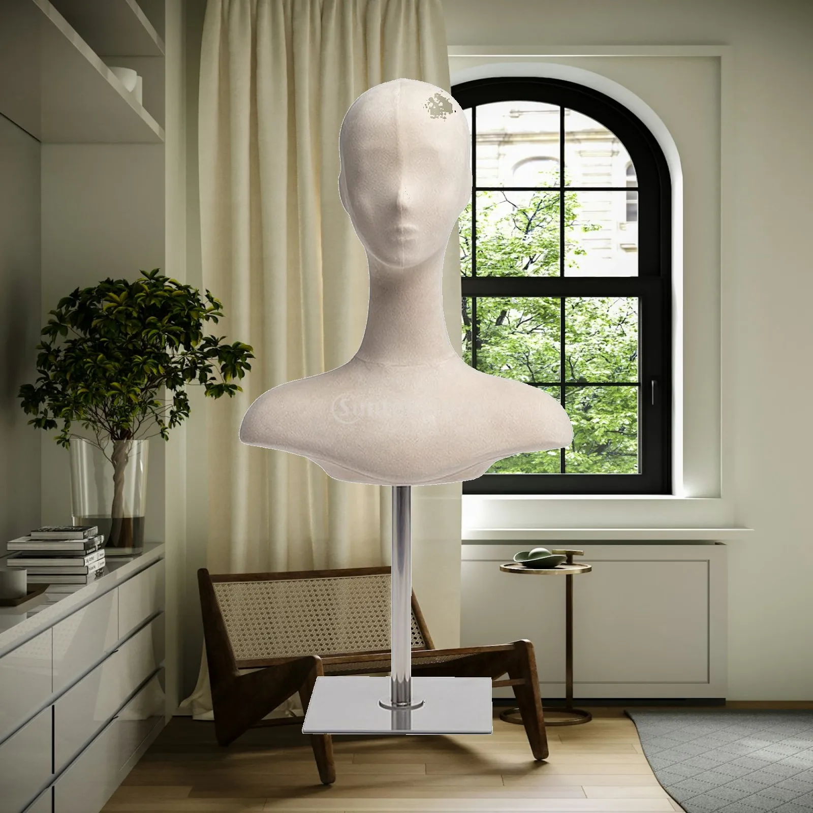 Adjustable Mannequin Head with Shoulder Display Stand for Wig Hat Sunglasses Accessory Exhibition