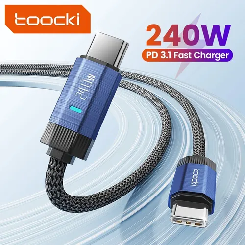 Toocki 초고속 충전 케이블, 아이폰 15 프로 맥스, 삼성 S23, 맥북, 화웨이, 샤오미, 240W USB C to USB C 타입 케이블, 48V 5A PD3.1 